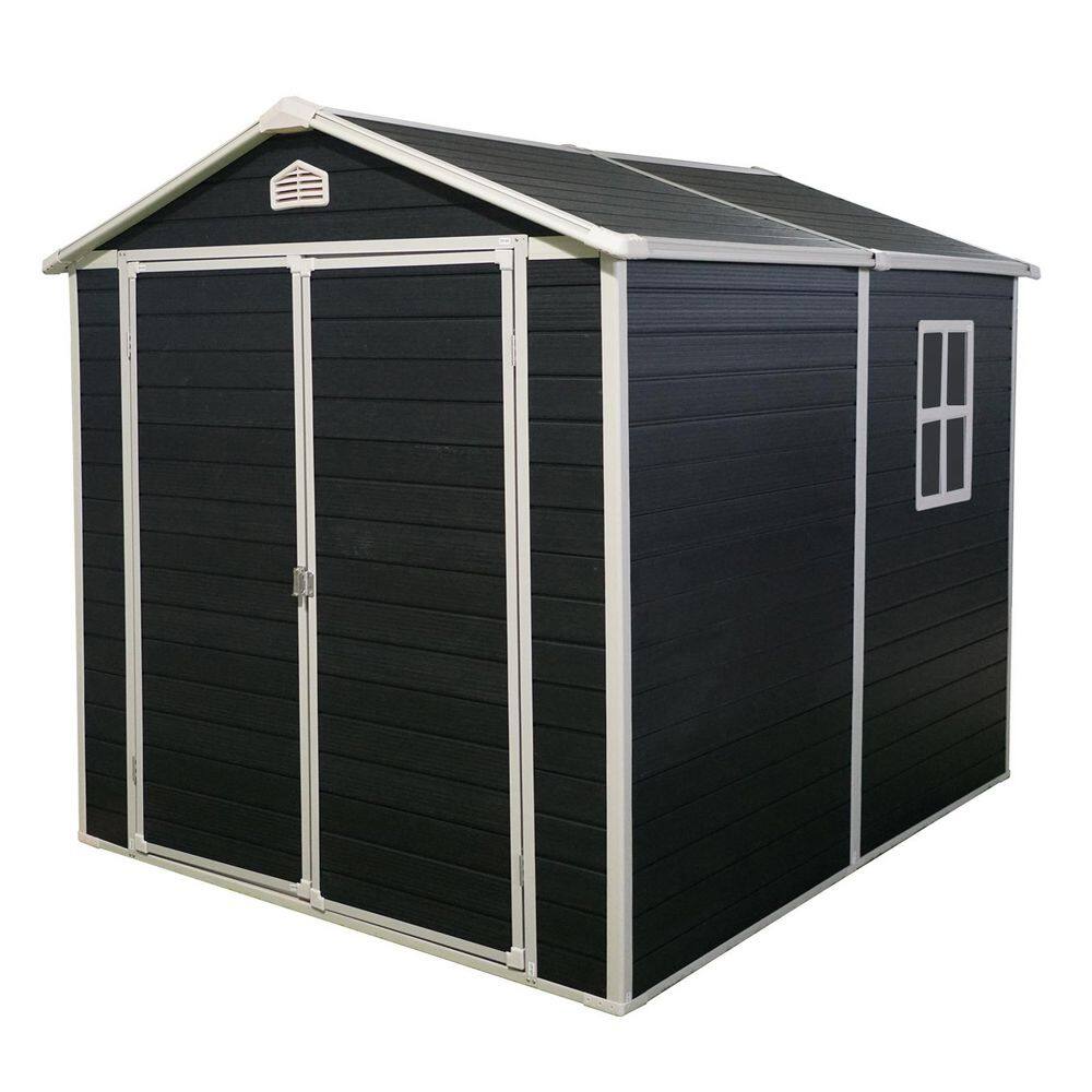 6 ft. W x 8 ft. D Resin Outdoor Storage Shed with Double Pitched Roof and Lockable Double Door (48 sq. ft. ) in Black price history on PriceWatchPro