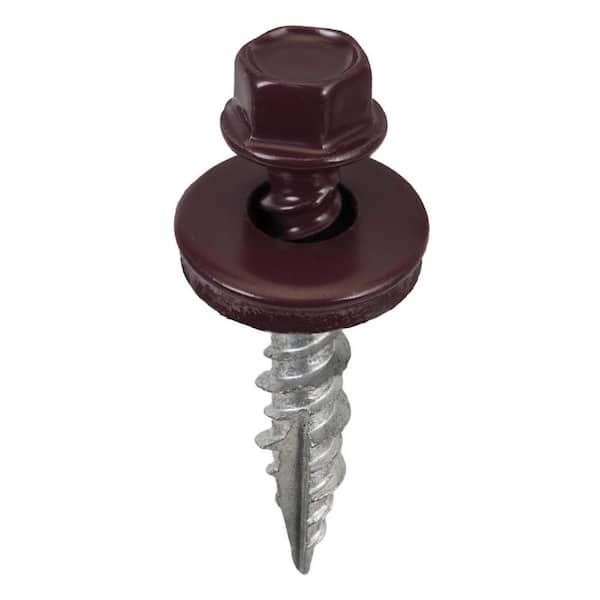 Acorn International #9 x 1 in. 1/4 in. Hex Head Metal to Wood Screws in Burgundy (Bag of 250)