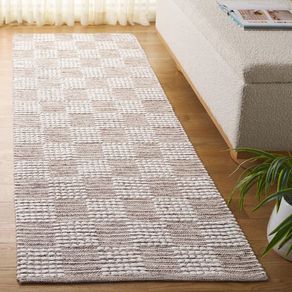 Montauk 2 ft. x 8 ft. Brown/Ivory Checkered Modern Runner Rug