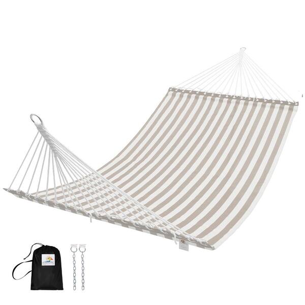 Unbranded Double Outdoor Textilene Beige White Portable Foldable Assembly Hammock
