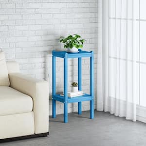 Laguna Plastic Indoor/Outdoor Patio Side Table with Storage Shelf Pacific Blue