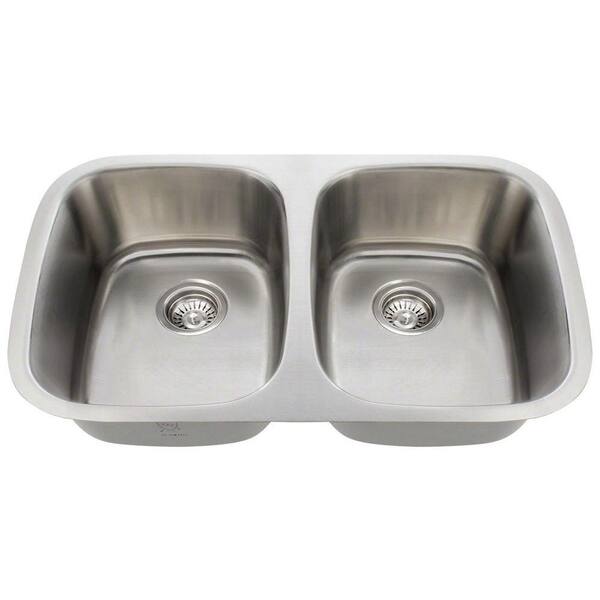 Polaris Sinks Undermount Stainless Steel 29 in. Double Bowl Kitchen Sink