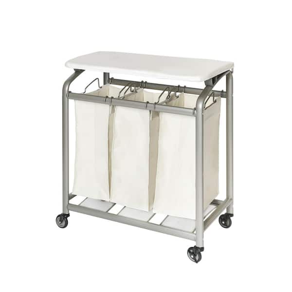 Seville Classics 3-Bag Laundry Sorter with Folding Table