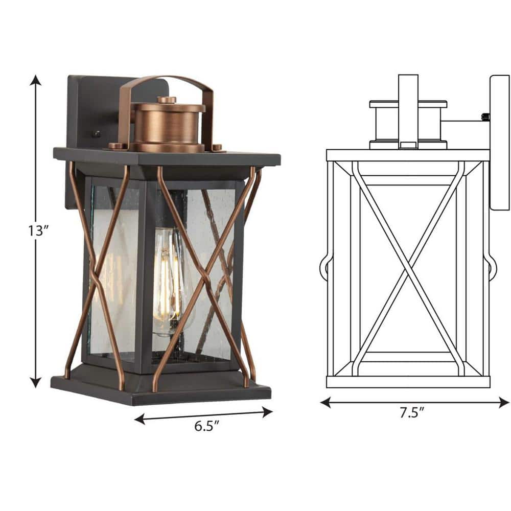 Barlowe Antique Bronze Seeded Glass Outdoor Wall Lantern