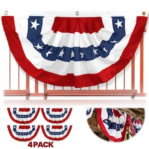 3 ft. x 6 ft. USA Pleated Half Fan Flag - American US Bunting Flags - Half Fan Banner (4-Pack)