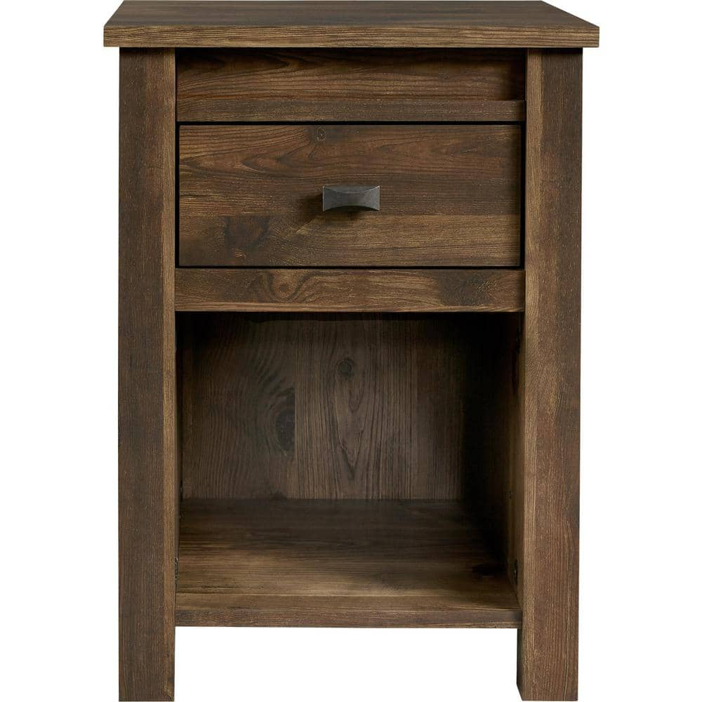 medium brown wood nightstand