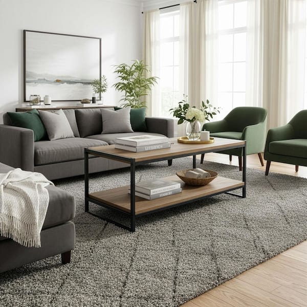 Glamour Home Ailis 40 in. Brown/Black Medium Rectangle Wood Coffee Table