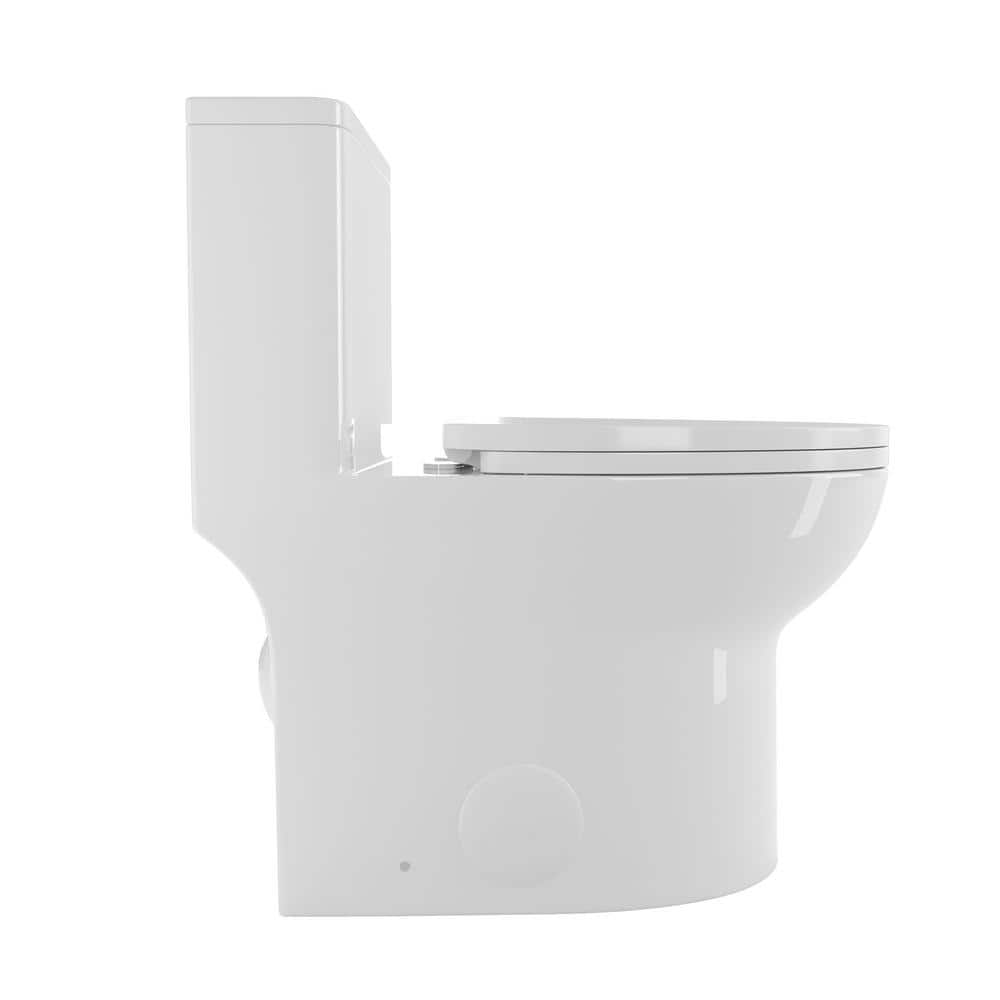 Glossy White Ceramic Elongated Dual Flush One-Piece Toilet