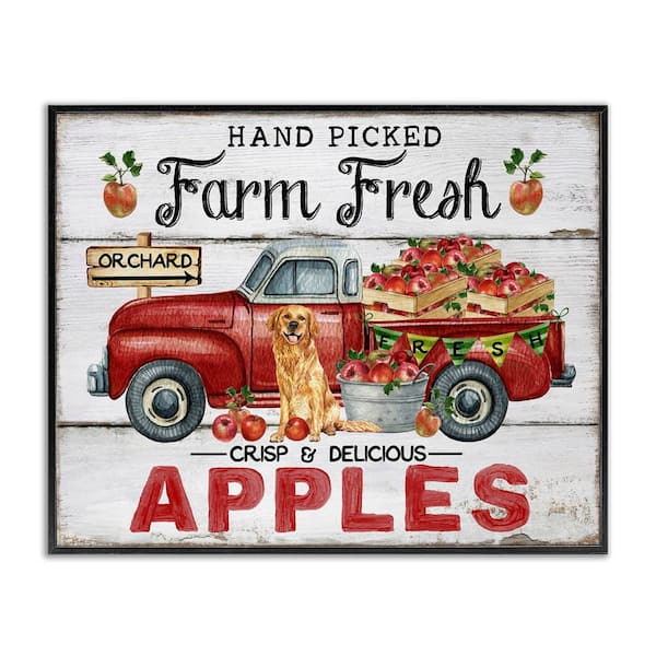 Farm Fresh Apples Truck by Creatif Belle Black Framed Nature Giclee Art Print 11 in. x 14 in.