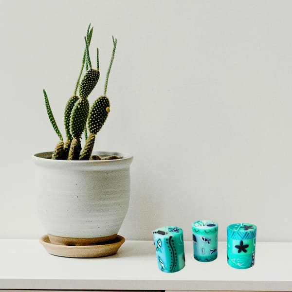 Global Crafts Samaki Design Unscented HandPainted Blue Votive Candles Boxed (Set of 3) PCGB2SAM