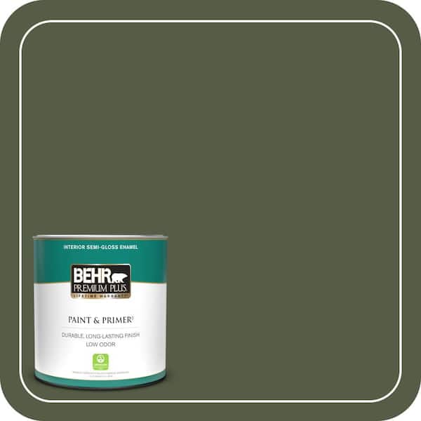 BEHR PREMIUM PLUS 1 qt. #420F-7 Forest Ridge Semi-Gloss Enamel Low Odor Interior Paint & Primer