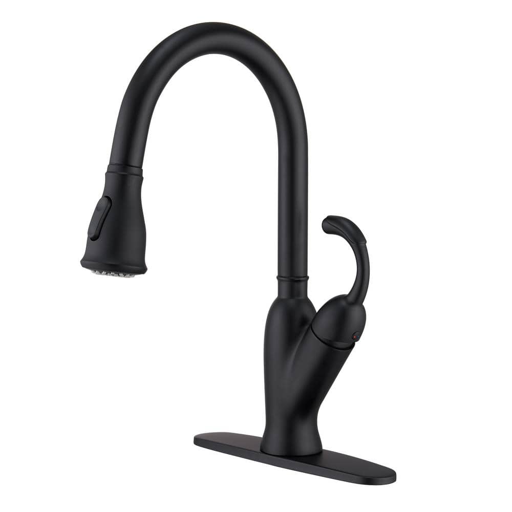 cadeninc Single Handle PullDown Sprayer Kitchen Faucet in Matte Black