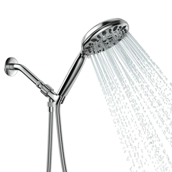 LORDEAR 7-Spray Patterns with 1.8 GPM 4.7 in. Wall Mount Handheld Shower Head in Chrome