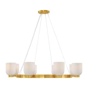 Breegan Jane by Savoy House Isla Blanca 8-Light Warm Brass Chandelier with White Porcelain Shades