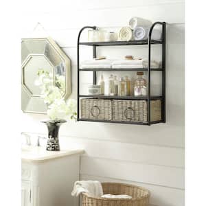 Windsor 24 in. W Storage Rack with Two Baskets in Brown