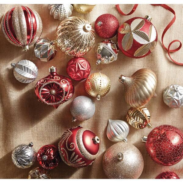 Home Accents Holiday - 80 mm Red Christmas Ornament Assortment (75-Pack)