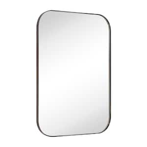 Mid-Century 22 in. W x 30 in. H Rectangular Stainless Steel Framed Wall Mounted Bathroom Vanity Mirror in Bronze