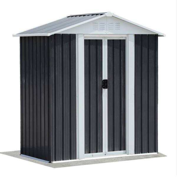 5 ft. W x 3 ft. D Metal Grey Sliding Door Garden Shed. for