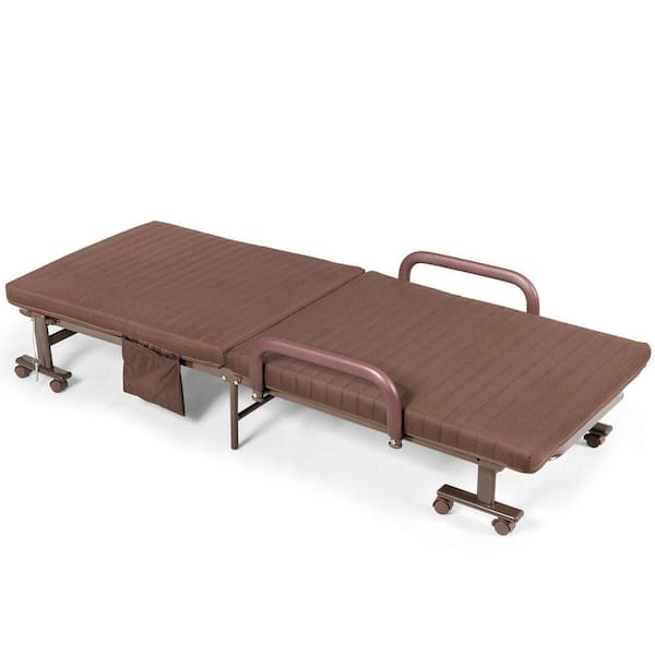CASAINC Brown Steel Outdoor Lounge Chair with Brown Cushion