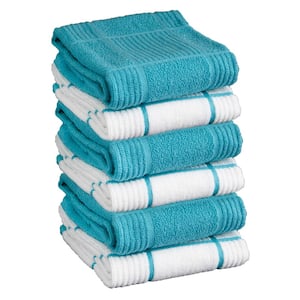 Breeze Plaid Solid and Check Parquet Woven Cotton Kitchen Towel Set of 6