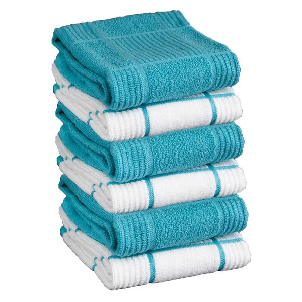 2pk Parquet Kitchen Towels Teal - T-Fal