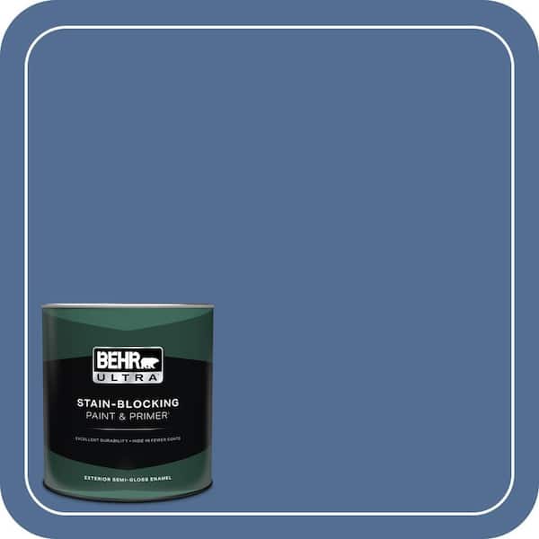 BEHR ULTRA 1 qt. #M530-6 Charter Blue Semi-Gloss Enamel Exterior Paint & Primer