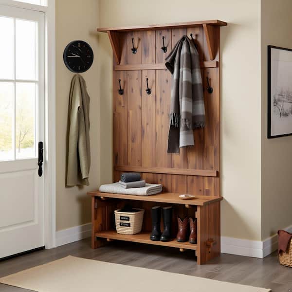 Alaterre Furniture 70 in. H Natural Bethel Acacia Wood Hall Tree