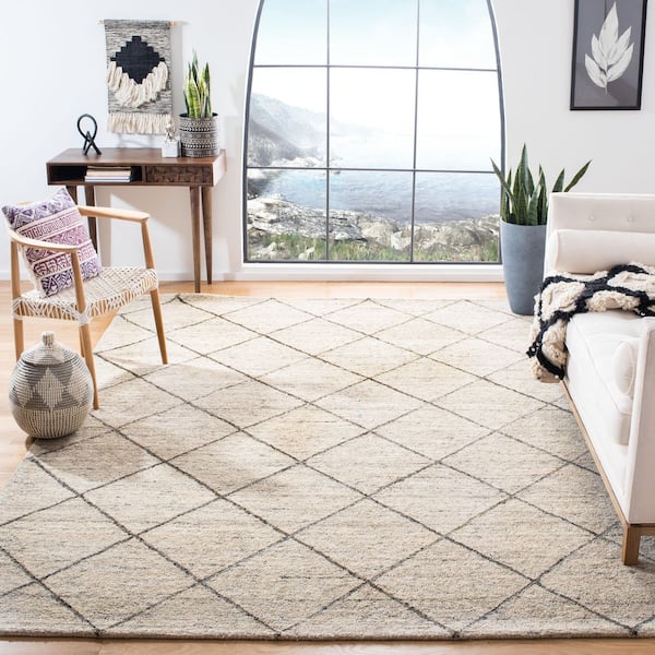 Himalaya Ivory 9 ft. x 12 ft. Geometric Trellis Area Rug