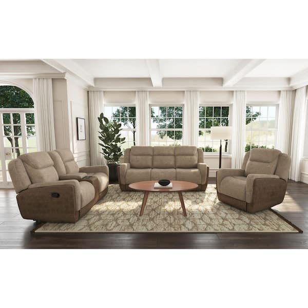 Viper 86 in. Polyester Rectangle Straight Arm Motion Sofa in Beige
