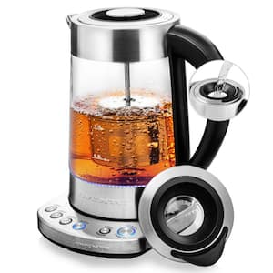 7.2-Cup Silver Variable Temperature Glass Electric Kettle with ProntoFill Technology - Fill Up with the Lid On
