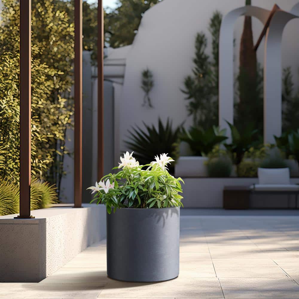 Lightweight 10in. x 10in. Granite Gray Extra Large Tall Round Concrete Plant Pot/Planter for Indoor & Outdoor price history on PriceWatchPro