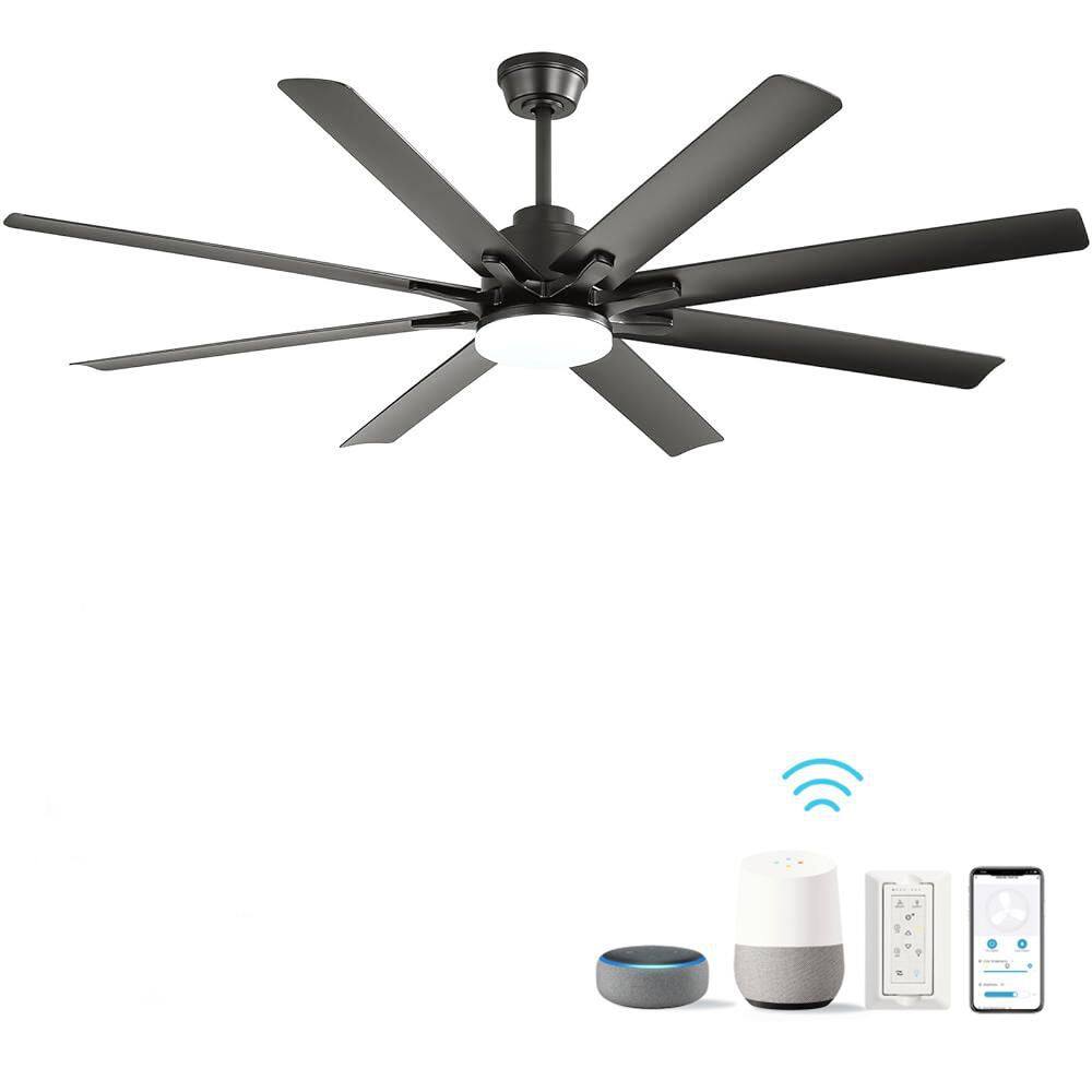 66 in. Black DC Motor Downrod Mount Standard Ceiling Fan with Dimmable LED Light, 8 Blades Reversible, Remote Control price history on PriceWatchPro