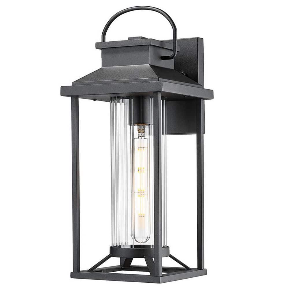 17 in. Black Outdoor Hardwired Wall Lantern Scone Exterior Wall Light Fixture with No Bulbs Included (1-Pack) price history on PriceWatchPro