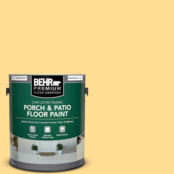 BEHR PREMIUM 1 gal. #320B-4 Lemon Pound Cake Low-Lustre Enamel Interior/Exterior Porch and Patio Floor Paint