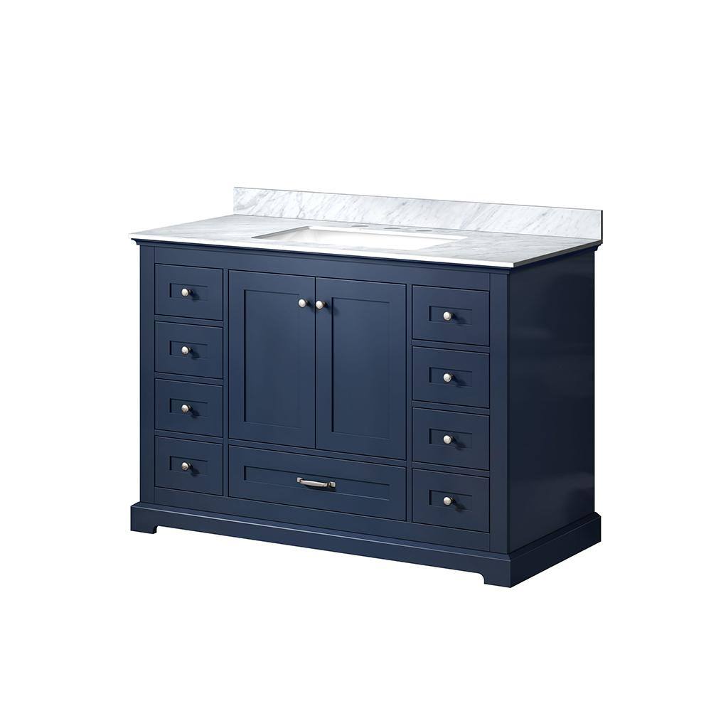 Navy Blue 48" Single Vanity with Carrara Marble Top