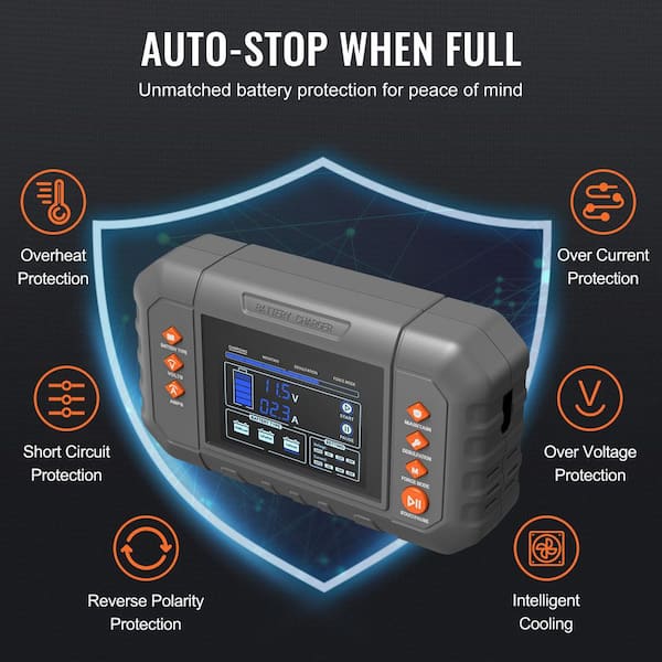 Smart Battery Charger, 8-Amp, LiFePO4 Lead-Acid (AGM / Gel / SLA) Car Battery Charger - 7.1 X 6.3 X 2.6 In - Bed Bath & Beyond - 42655760 - View #7
