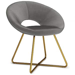 Barrett Mid Century Modern Accent Chair in Grey Velvet Fabric