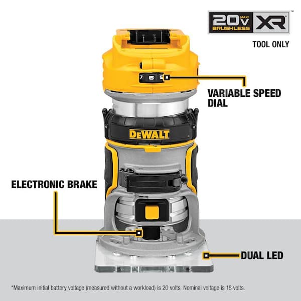 DEWALT 1/4-in Variable Speed Brushless Fixed Cordless Router (Bare Tool Only) DEWALT 1/4-in Variable Speed Brushless Fixed Cordless Router (Bare Tool Only)
