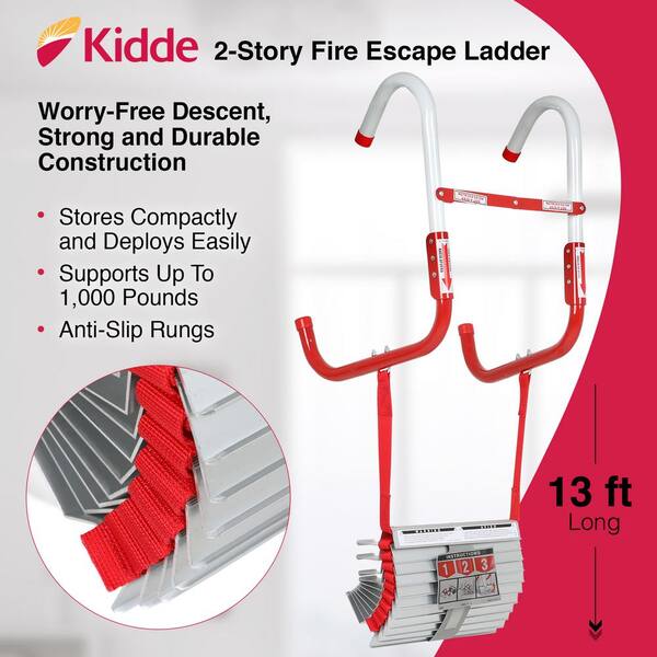 2 Story Kiddie Portable Fire Emergency Escape Ladder Durable Home Window Safety 