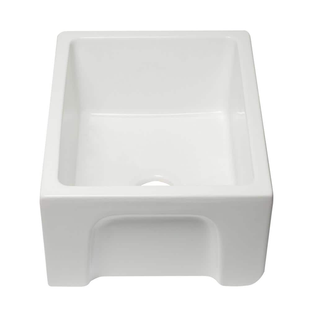 24'' White Fireclay Farmhouse Drop-In Single Bowl Sink