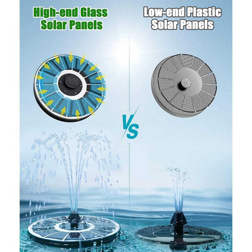 Colorful Glass Solar Powered Floating Water Fountain with LED Lights