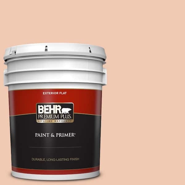 BEHR PREMIUM PLUS 5 gal. #240E-2 Peach Bud Flat Exterior Paint & Primer