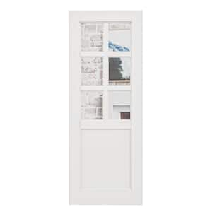 28 in. x 80 in. 6-Lite Clear Tempered Glass and Solid Core Manufacture Wood White Primed Interior Door Slab