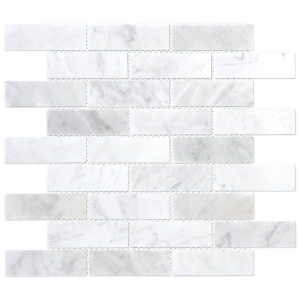 Subway Carrara White 12 in. x 12.4 in. Brick Joint Honed Marble Floor and Wall Mosaic Tile (5.2 sq. ft. /Case) price history on PriceWatchPro