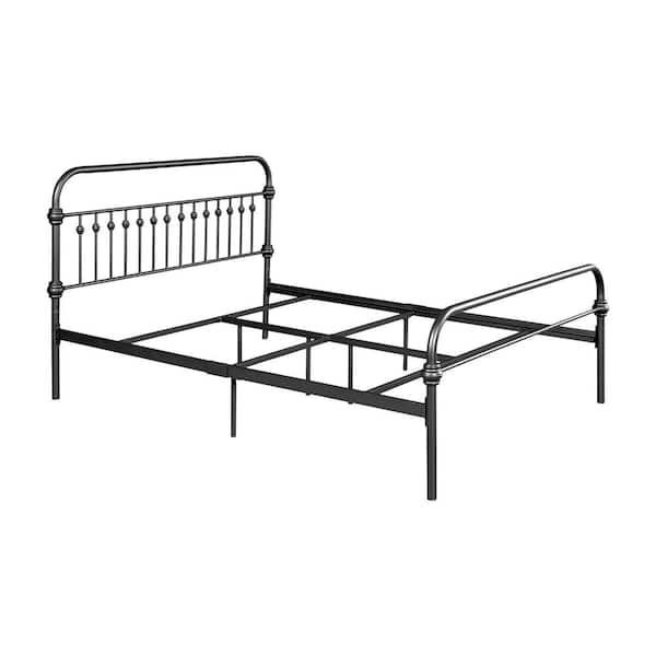 Spaco 59.6 in. W Black Metal Bed Frame Queen Size Platform Bed with Headboard