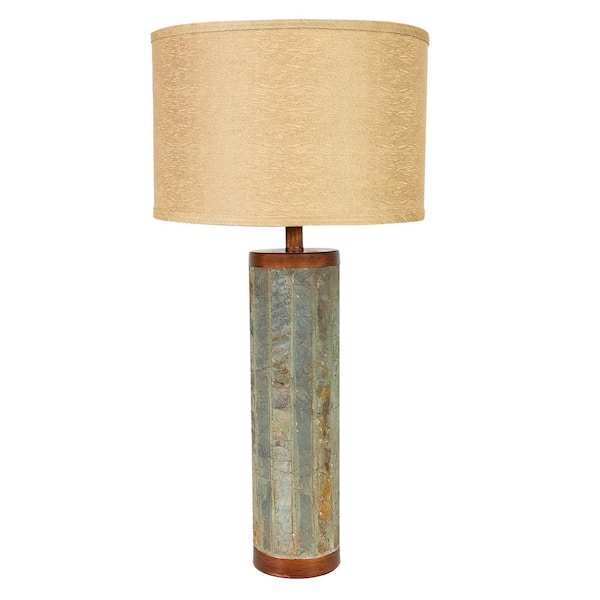 Cylinder Multicolored Slate Indoor Table Lamp - 31 in. H