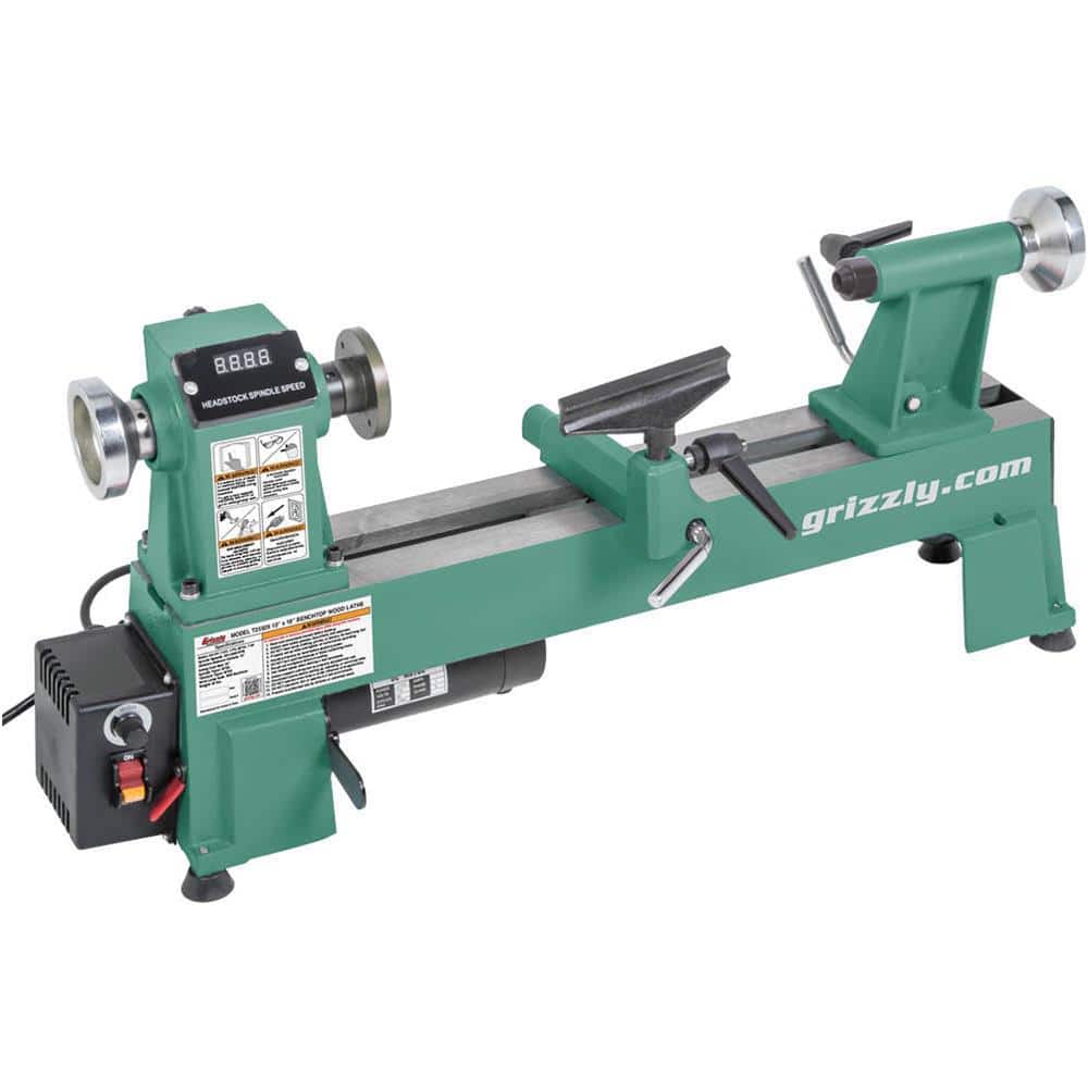 Grizzly Industrial 10 in. x 18 in. Variable-Speed Wood Lathe T25926 The  Home Depot