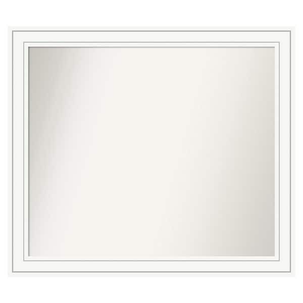 Amanti Art Craftsman White 39 in. x 34 in. Custom Non-Beveled Satin Wood Framed Bathroom Vanity Wall Mirror