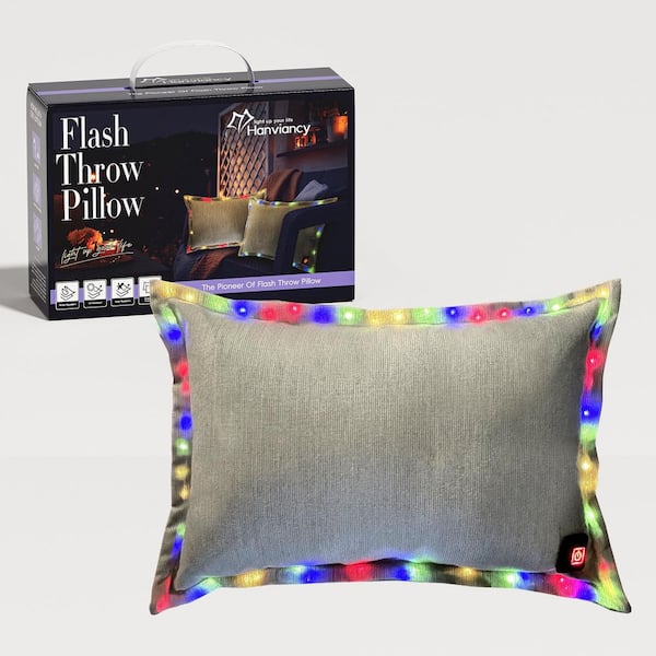Rectangle Beige Outdoor 13 ft. x 18 ft.  Throw Pillow LED Lighting Edge, Christmas Decorative Pillow Flash Throw Pillow