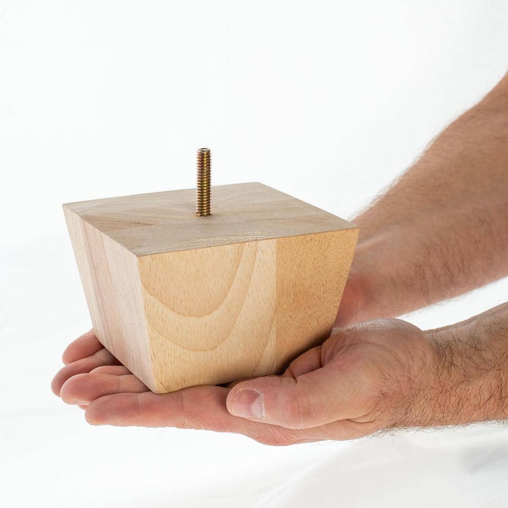 Unfinished Solid Hardwood Square Bun Foot Leg